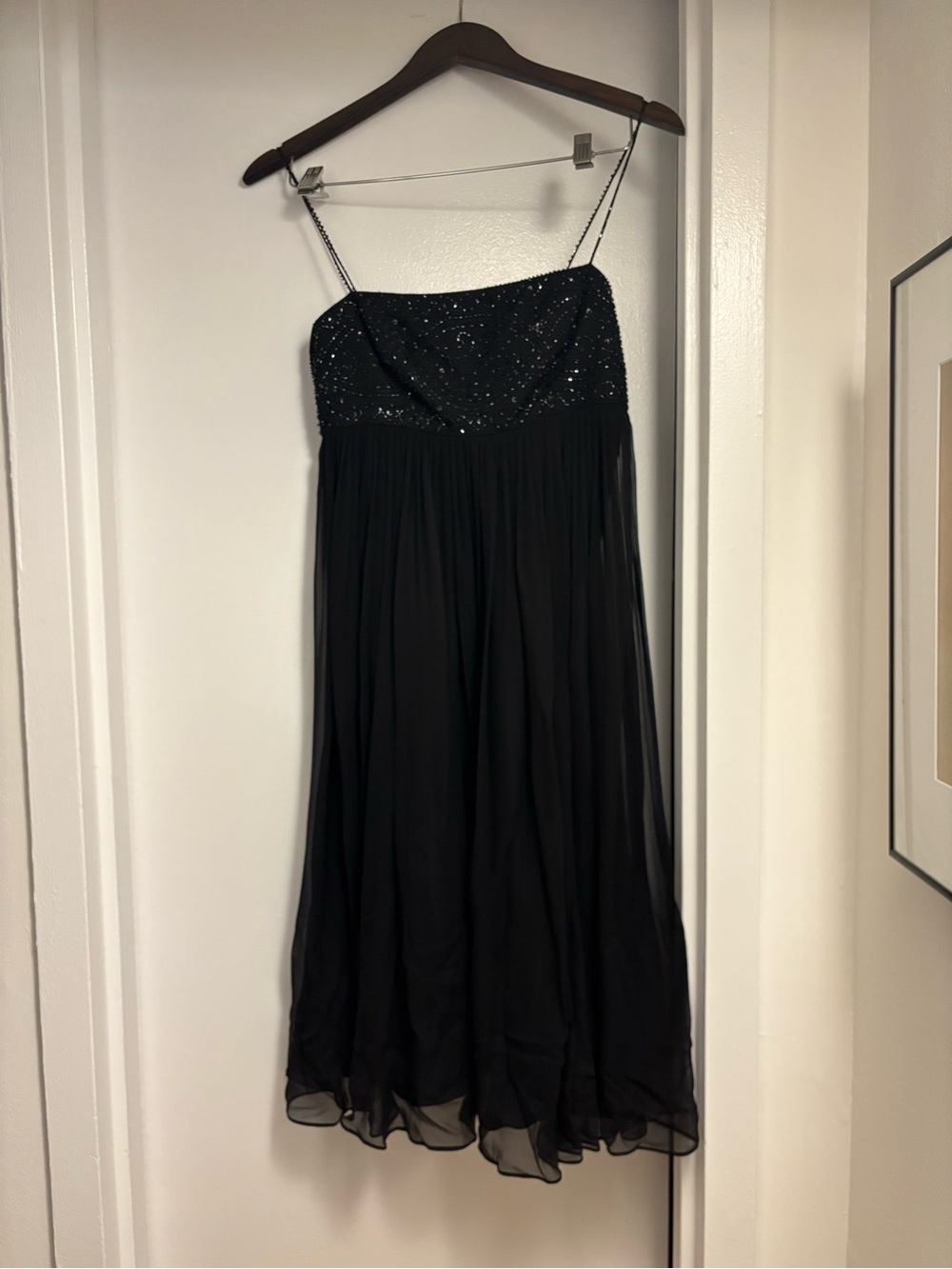 NWT | Anne Klein | 100% Silk | Black Strapless Beaded Evening Dress | Size 4